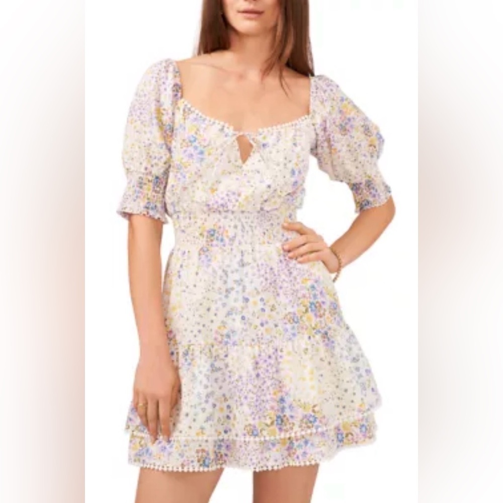 Nordstrom Floral Print Dress with Puff Sleeves